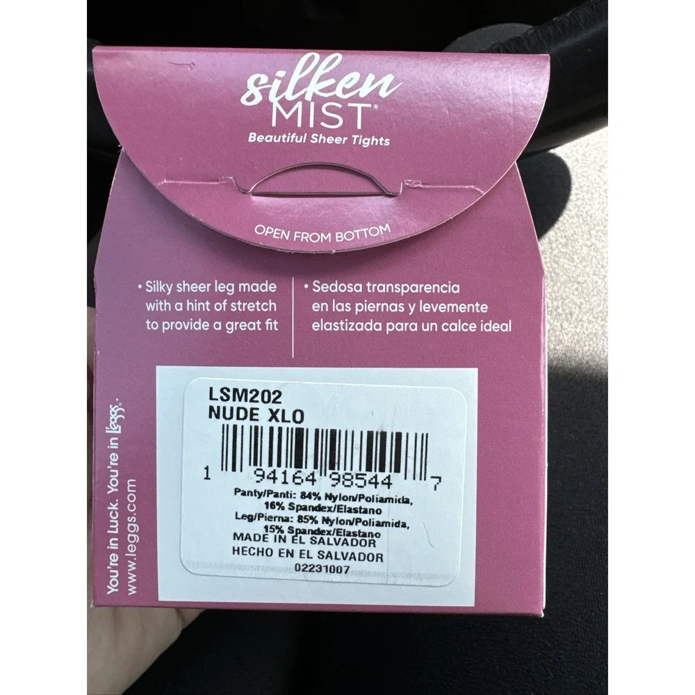 L'eggs Silken‎ Mist Control Top Silky Sheer Leg Tights Pantyhose Nude Size B New